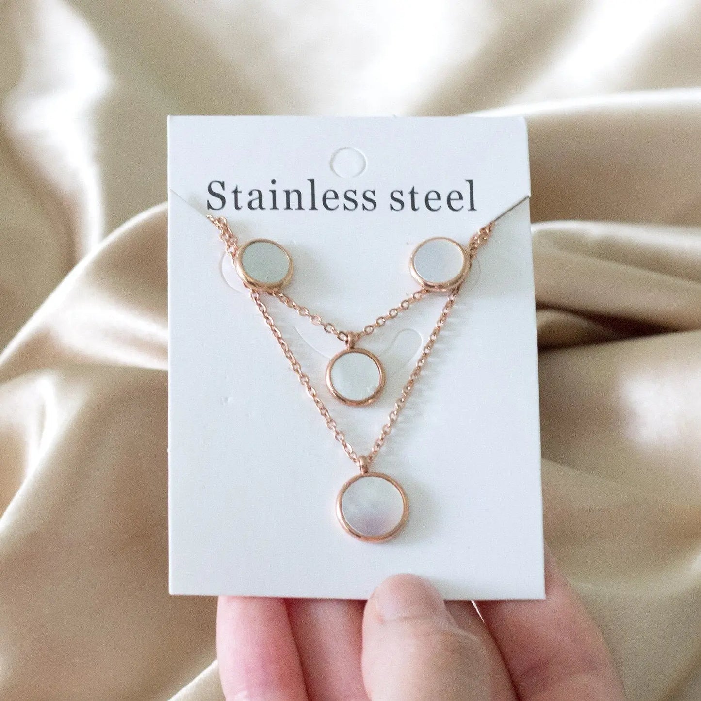 Fashion Elegant Luxury Double Chain Stainless Steel Necklaces Earrings Sets For Ladies Wedding Jewellry pendientes asonjewelry