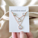Fashion Elegant Luxury Double Chain Stainless Steel Necklaces Earrings Sets For Ladies Wedding Jewellry pendientes