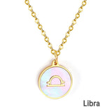 Shell Pendant Twelve Constellation Stainless Steel Necklace Man Jewelry For Women Choker Chain Necklace Collar 2021