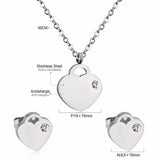 Lovely Heart Stainless Steel Bridal Jewelry Sets Necklace Earrings Accessories Set For Women Wedding Gift