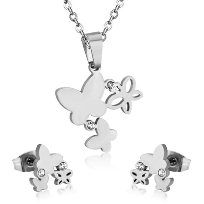 Fashion Butterfly Necklace Earrings Jewellery Set for Women Gold-Color Crystal Girls Dubai Wedding Jewelry Sets asonjewelry