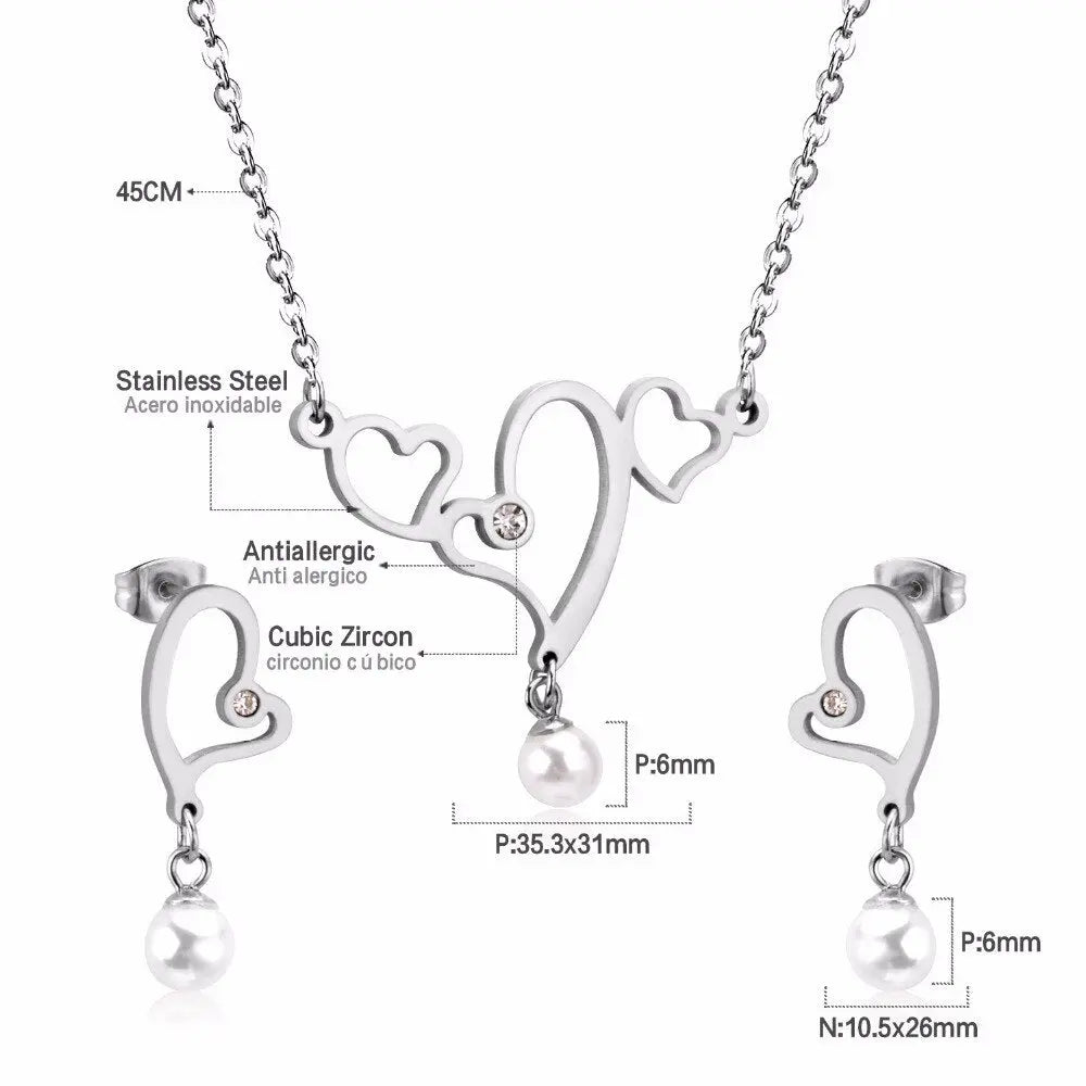 Hot Imitation Pearl Wedding necklace earring set Bridal jewelry set for women Elegant Party Gift Fashion Costume asonjewelry