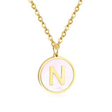 Stainless Steel Round Initial Pendant Necklace Gold Color 26 A-Z Letter Necklaces For Female Party Friend Wholesale