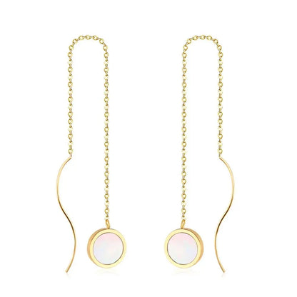 Stainless Steel Korean Dangle Earring with Round Shell Dangle Earrings for Girl Women Fashion Jewelry Brinco asonjewelry