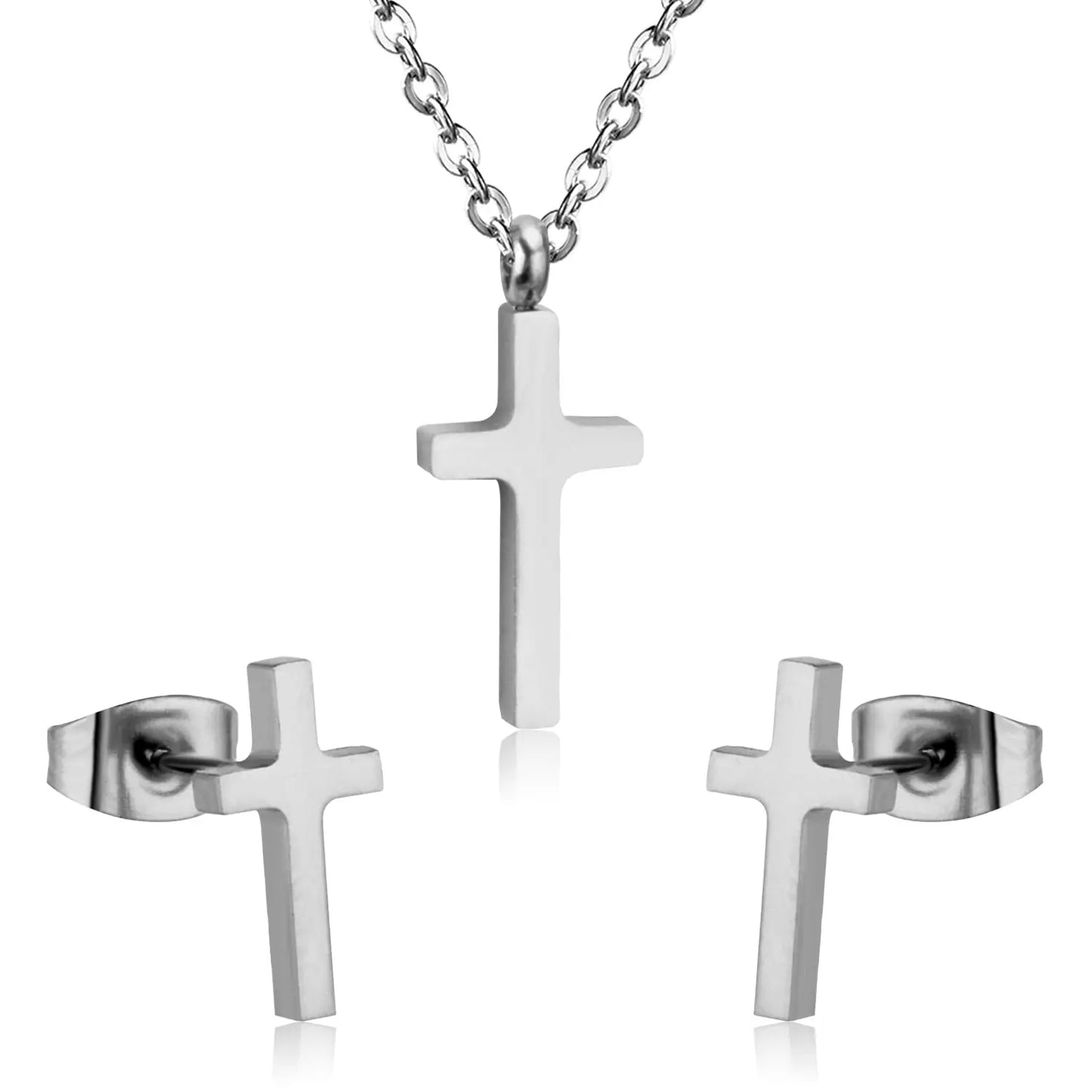 Hot Sale Jewelry Cross Pendant Necklace Earring Sets For Men/Boss Gift Made By Stainless Steel asonjewelry