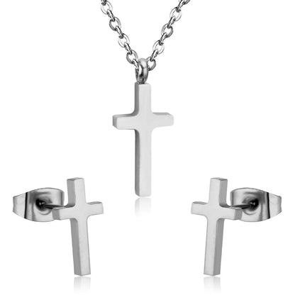 Hot Sale Jewelry Cross Pendant Necklace Earring Sets For Men/Boss Gift Made By Stainless Steel asonjewelry