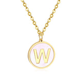 Stainless Steel Round Initial Pendant Necklace Gold Color 26 A-Z Letter Necklaces For Female Party Friend Wholesale