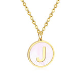 Stainless Steel Round Initial Pendant Necklace Gold Color 26 A-Z Letter Necklaces For Female Party Friend Wholesale