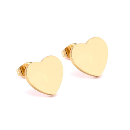 ASON Lover's Jewelry Gold Color Heart Earrings Stainless Steel Push Back Piercing Stud Earrings Ladies Accessories Party asonjewelry