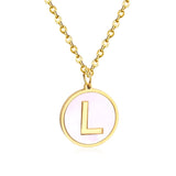 Stainless Steel Round Initial Pendant Necklace Gold Color 26 A-Z Letter Necklaces For Female Party Friend Wholesale