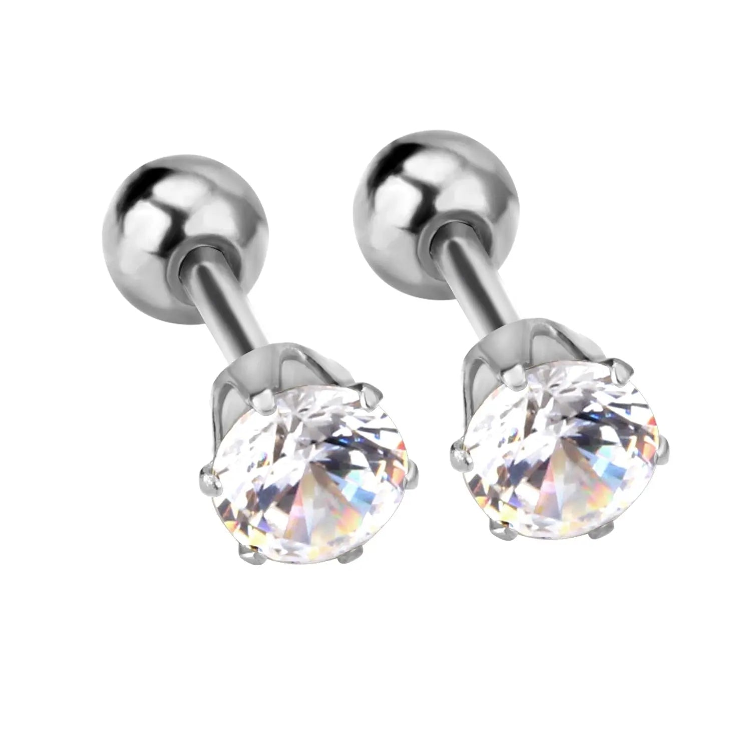 3-5mm Ball screw stud earrings For Women Fashion Jewelry Kids Crystal piercing Earings Earring pendientes brincos asonjewelry