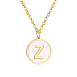 Stainless Steel Round Initial Pendant Necklace Gold Color 26 A-Z Letter Necklaces For Female Party Friend Wholesale