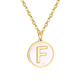 Stainless Steel Round Initial Pendant Necklace Gold Color 26 A-Z Letter Necklaces For Female Party Friend Wholesale