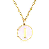 Stainless Steel Round Initial Pendant Necklace Gold Color 26 A-Z Letter Necklaces For Female Party Friend Wholesale