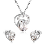 Hot Sale Stainless Steel Sets CZ Fashion Heart Jewelry sets Women Valentine's Day present