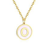 Stainless Steel Round Initial Pendant Necklace Gold Color 26 A-Z Letter Necklaces For Female Party Friend Wholesale