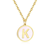 Stainless Steel Round Initial Pendant Necklace Gold Color 26 A-Z Letter Necklaces For Female Party Friend Wholesale