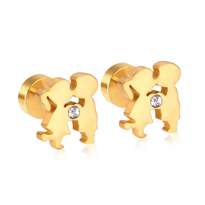 Screw Stud Earrings Set Fashion Jewelry For Women Stainless Steel Gold Christmas Earrings pendientes brincos asonjewelry
