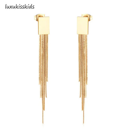 Vestido Jewelry Korean Style Wedding Tassel Drop Earrings Women Stainless Steel Dangle Earings Christmas Pendientes asonjewelry