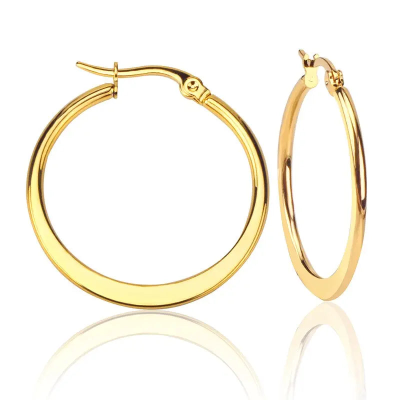 Classical Stainless Steel Earings 25mm Gold Steel color Zircon Hoop Earrings Set for Women's Fashion Jewelry brinco asonjewelry
