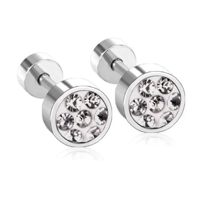 Hot Sale Colorful CZ Stone Screw Stud Earrings For Women/Girl Stainless Steel Earrings Fashion Jewelry Bijoux asonjewelry