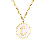 Stainless Steel Round Initial Pendant Necklace Gold Color 26 A-Z Letter Necklaces For Female Party Friend Wholesale