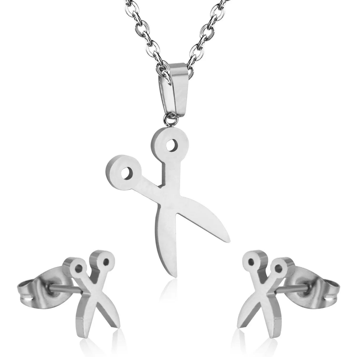 Fashion Scissors Necklace Earring Dubai African Jewelry Sets For Women Girls Indian Stainless Steel Jewellery sets asonjewelry