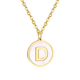 Stainless Steel Round Initial Pendant Necklace Gold Color 26 A-Z Letter Necklaces For Female Party Friend Wholesale