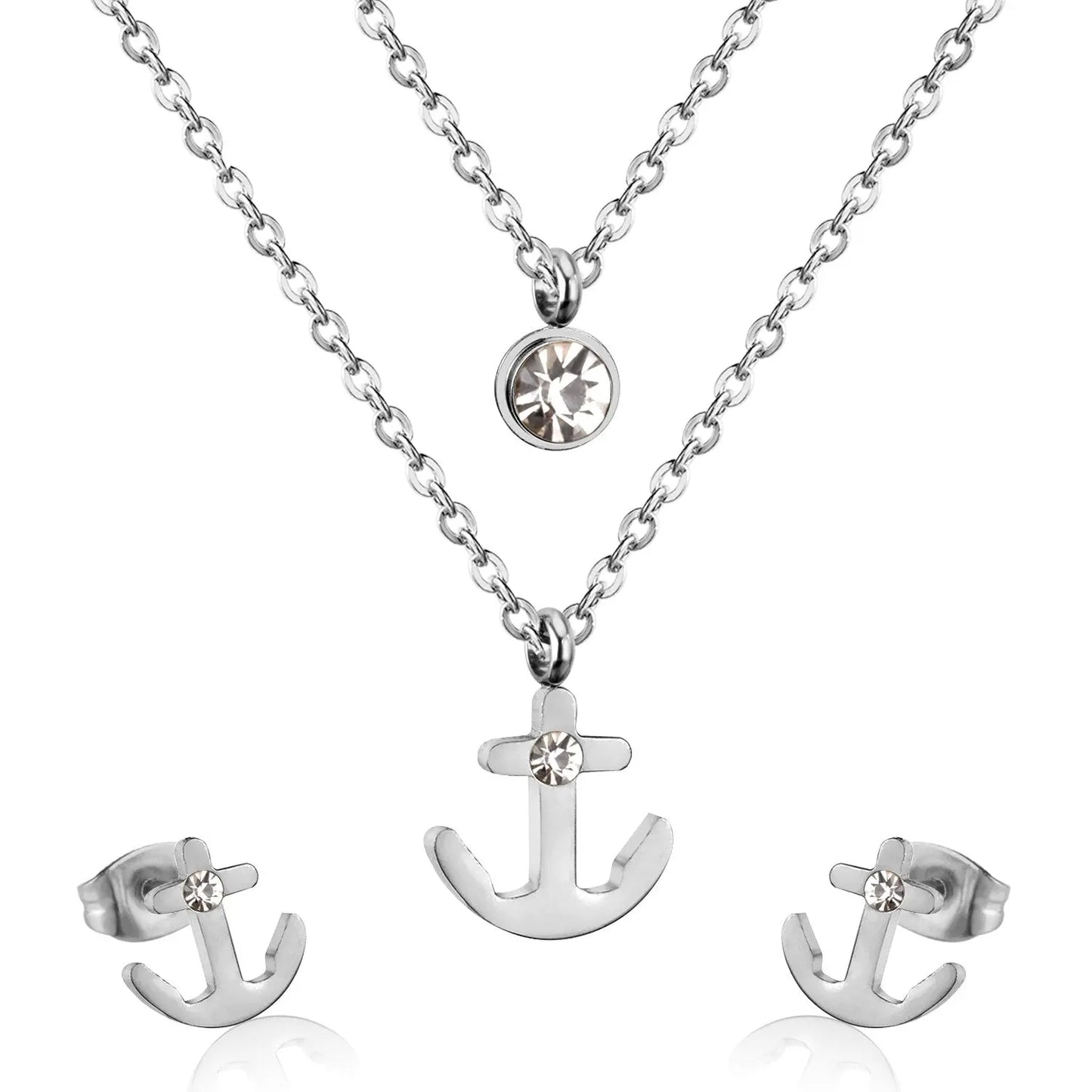 Arrow 316L Stainless Steel Double Necklace Earring Wedding African Dubai Jewelry Set For Women Girl Jewellery sets asonjewelry