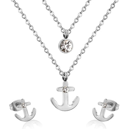 Arrow 316L Stainless Steel Double Necklace Earring Wedding African Dubai Jewelry Set For Women Girl Jewellery sets asonjewelry