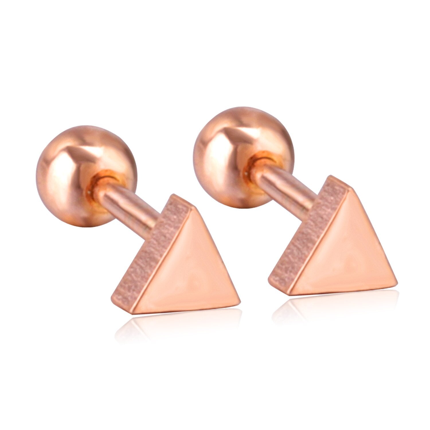 ASON Rose Gold/Black Stud Earrings Geometric Stainless Steel Women Earrings Jewelry Gift Accessories,Triangle/Circle/Square asonjewelry