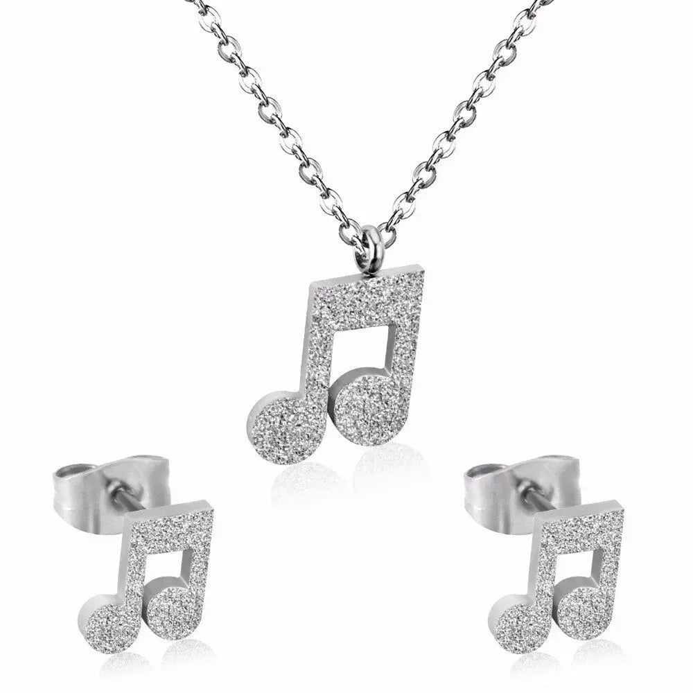Popular Jewelry Sets Musician Symbol Stainless Steel Gold Dubai Indian Jewelry Sets For Girls Women Jewellery Set asonjewelry