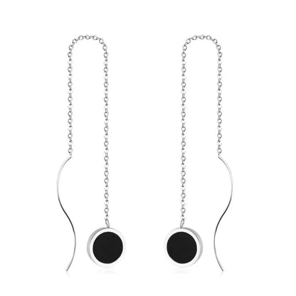Stainless Steel Korean Dangle Earring with Round Shell Dangle Earrings for Girl Women Fashion Jewelry Brinco asonjewelry