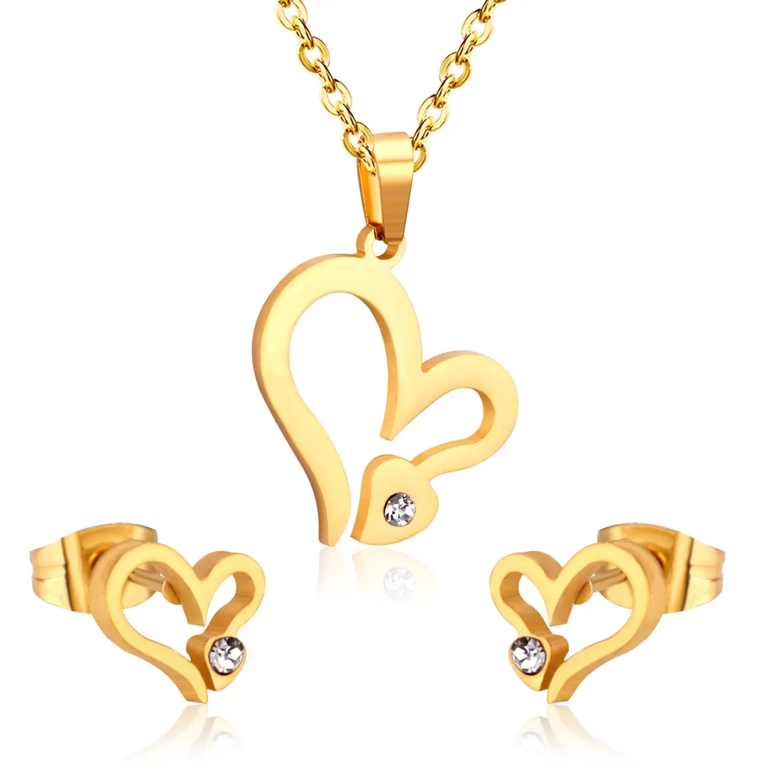 Bridal Dubai Necklace Earring Jewellery Sets Heart Crytal Gold Color Wedding Indian Jewelry sets For Women Girls asonjewelry