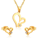 Bridal Dubai Necklace Earring Jewellery Sets Heart Crytal Gold Color Wedding Indian Jewelry sets For Women Girls