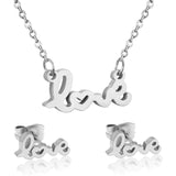 Lover's Stainless Steel Gold Jewelry Sets Letter Wedding Necklaces Earring Dubai Jewellery Set For Women Girls