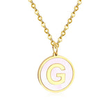 Stainless Steel Round Initial Pendant Necklace Gold Color 26 A-Z Letter Necklaces For Female Party Friend Wholesale