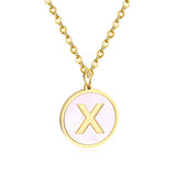 Stainless Steel Round Initial Pendant Necklace Gold Color 26 A-Z Letter Necklaces For Female Party Friend Wholesale