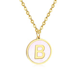 Stainless Steel Round Initial Pendant Necklace Gold Color 26 A-Z Letter Necklaces For Female Party Friend Wholesale