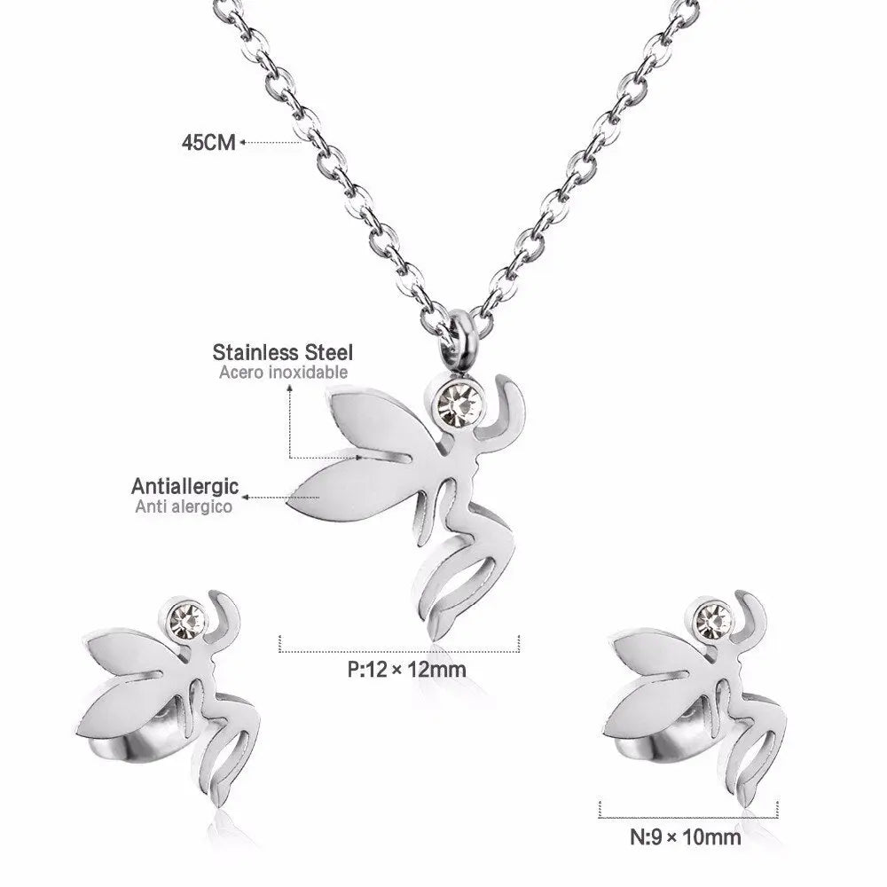 Fashion Jewelry Sets Stainless Steel  Pendant Necklace Earrings Sets For Women Accessories Jewelry asonjewelry