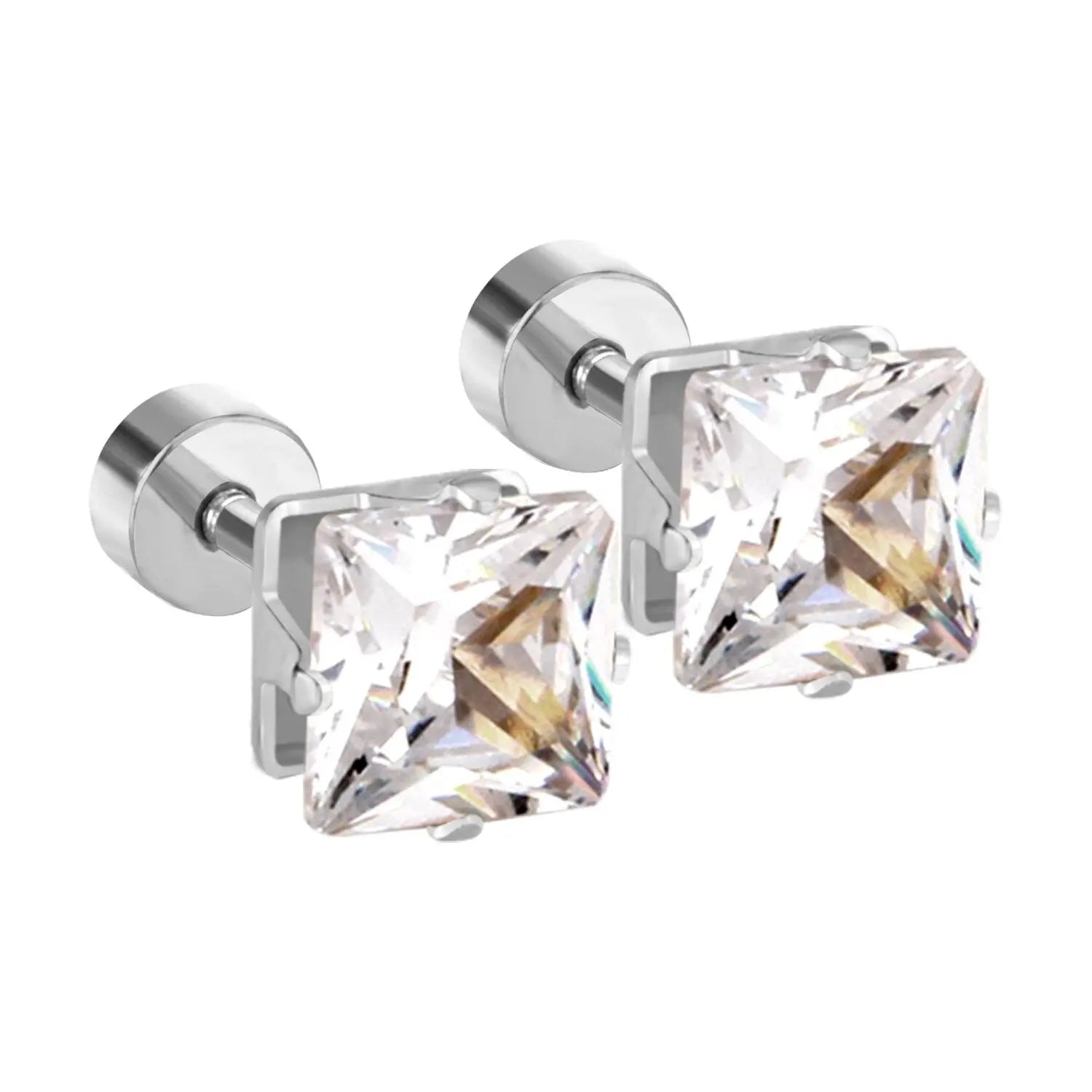 Square Crystal Earings Stainless Steel Piercing Stud Earrings 2020 New Jewelry For Women pendientes brincos aretes asonjewelry