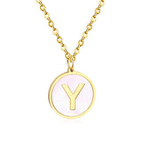 Stainless Steel Round Initial Pendant Necklace Gold Color 26 A-Z Letter Necklaces For Female Party Friend Wholesale