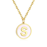 Stainless Steel Round Initial Pendant Necklace Gold Color 26 A-Z Letter Necklaces For Female Party Friend Wholesale