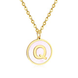 Stainless Steel Round Initial Pendant Necklace Gold Color 26 A-Z Letter Necklaces For Female Party Friend Wholesale