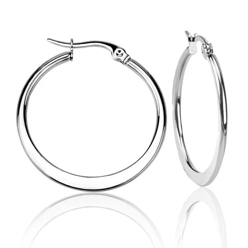 Classical Stainless Steel Earings 25mm Gold Steel color Zircon Hoop Earrings Set for Women's Fashion Jewelry brinco asonjewelry