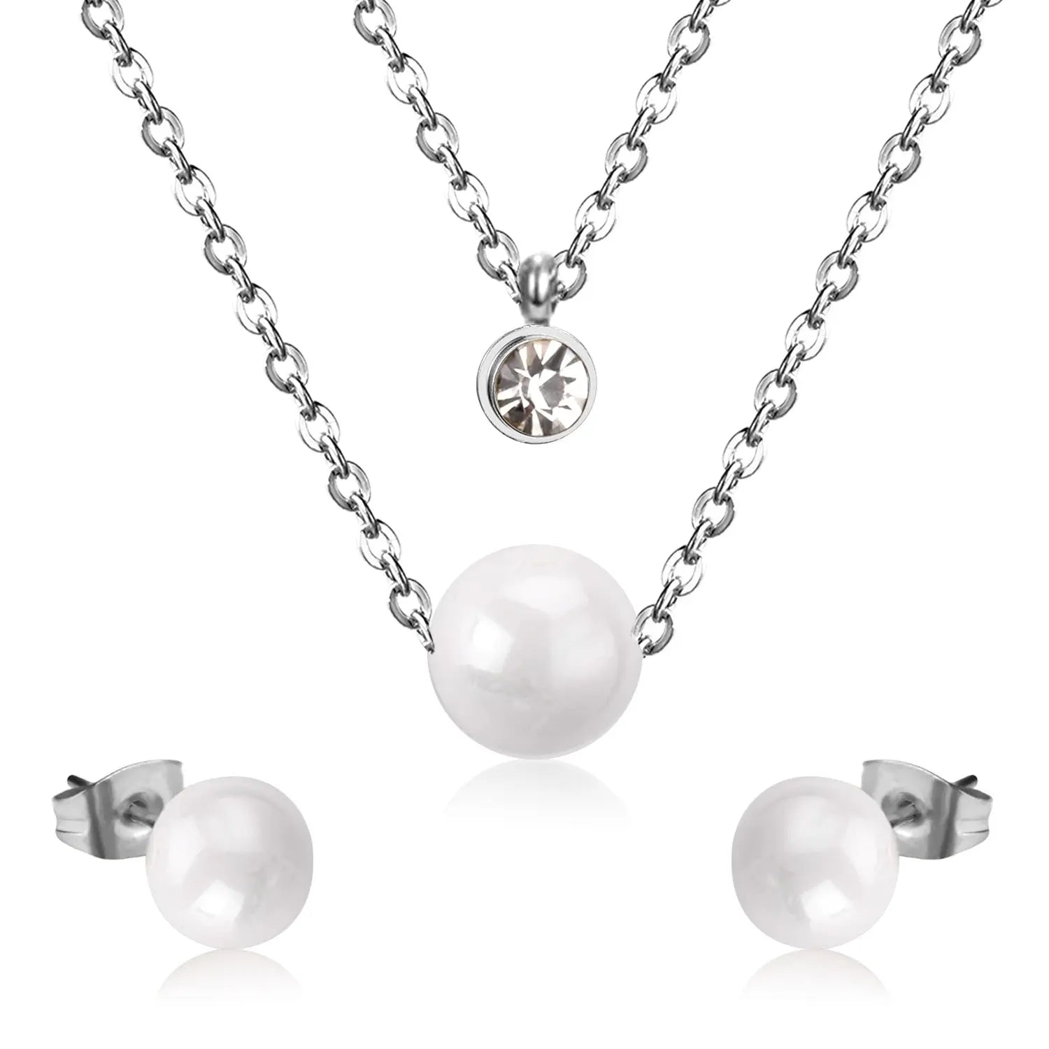 Fake Pearl Crystal Jewellery Set Necklace Earrings Wedding Bridal Dubai Indian Women Jewelry Sets For Women Girls asonjewelry