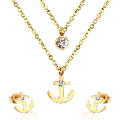 Arrow 316L Stainless Steel Double Necklace Earring Wedding African Dubai Jewelry Set For Women Girl Jewellery sets asonjewelry