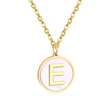 Stainless Steel Round Initial Pendant Necklace Gold Color 26 A-Z Letter Necklaces For Female Party Friend Wholesale