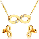Stainless Steel Dubai African Jewelry Sets Letter With Round Crystal Necklace Earring Sets For Women Accessroies
