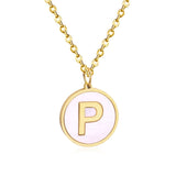Stainless Steel Round Initial Pendant Necklace Gold Color 26 A-Z Letter Necklaces For Female Party Friend Wholesale